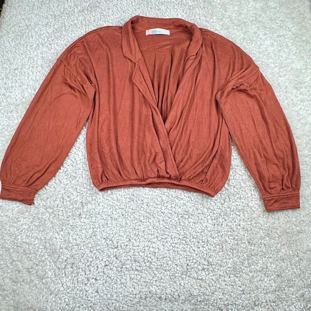 Free People Faux Wrap blouse Burnt Orange FLAW